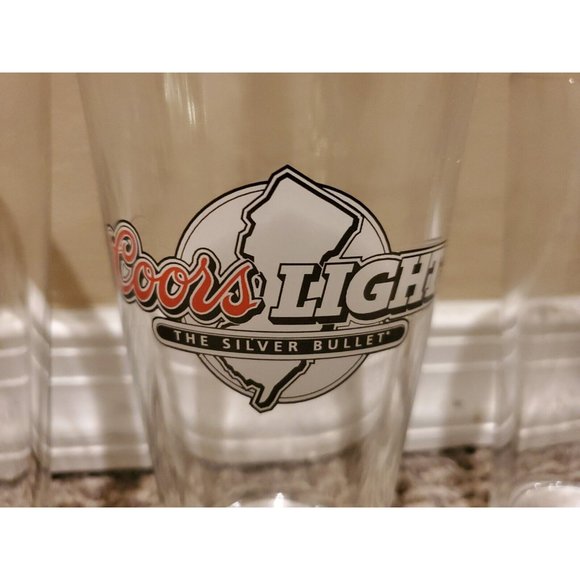 Coors Light The Silver Bullet New Jersey NJ Outline Design State Glass Set of 3 - Picture 3 of 3